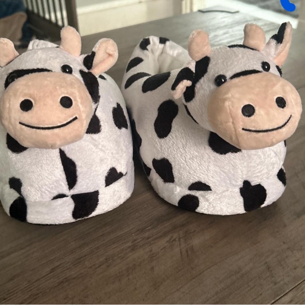 Cow Print Plush Slippers